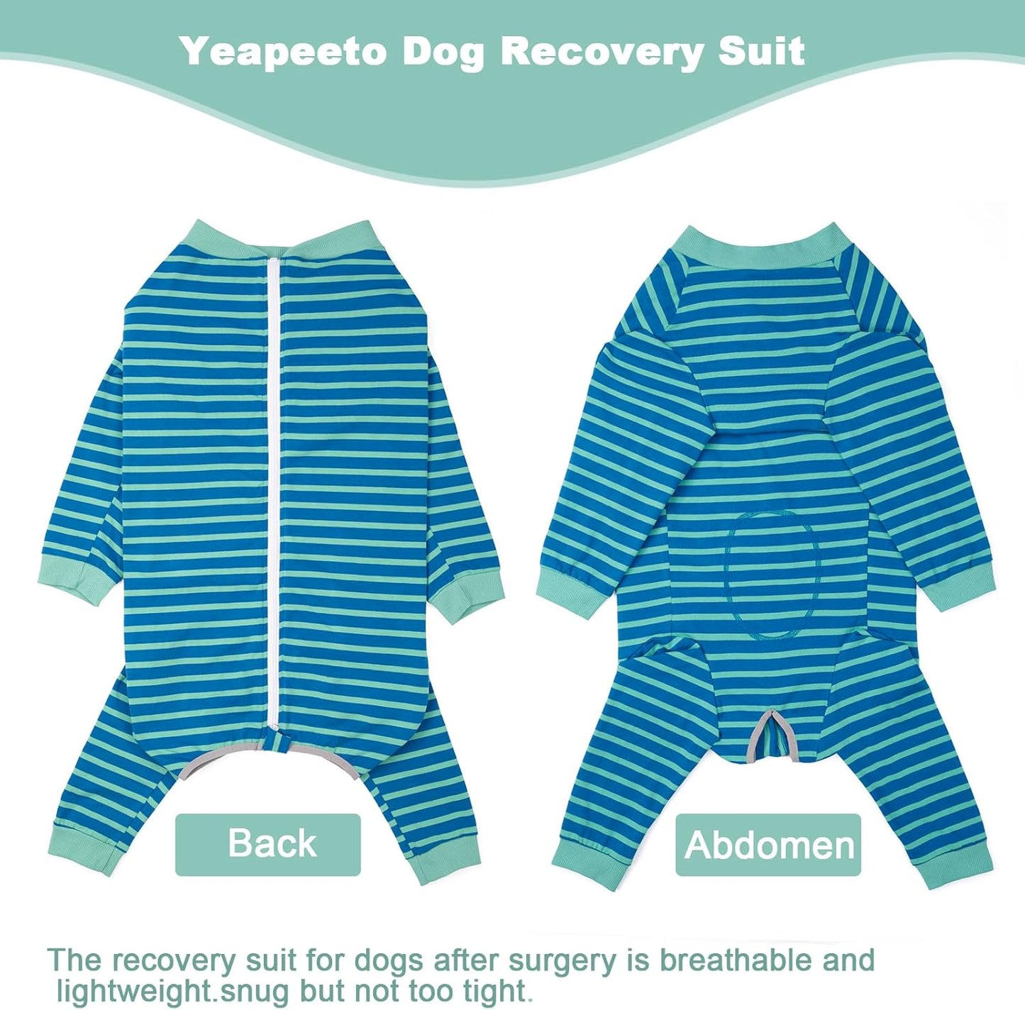 Yeapeeto Dog Onesie Surgery Recovery Suit for Large Medium Bodysuit Dogs Pajamas PJS Full Body for Shedding, Prevent Licking, Wound Protection, Cone Alternative… (Blue Green, 3XL)
