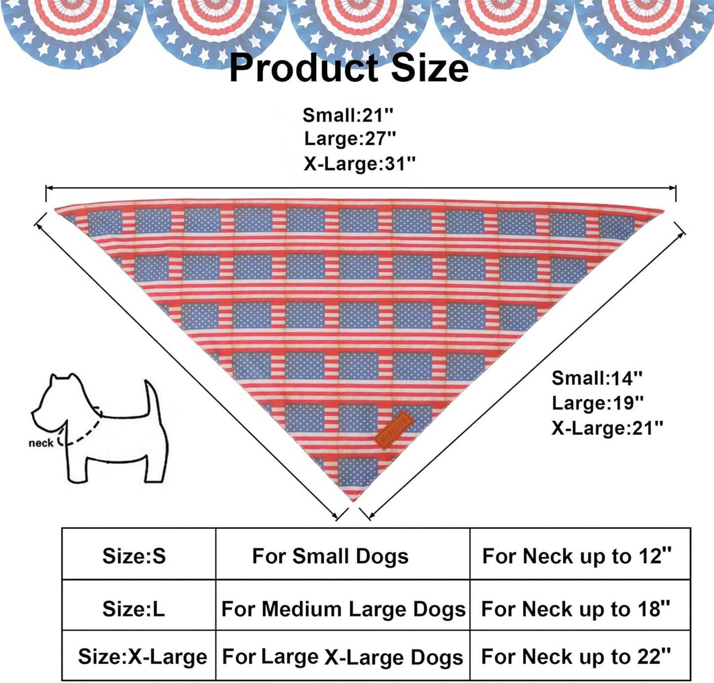 PTDECOR American Flag Dog Bandana Flag Stars Patterns, Patriotic Pet Scarf Reversible Triangle 4th of July Bandanas for Small Dogs Pets (Small)
