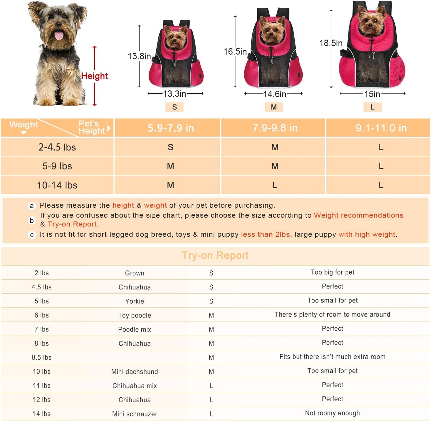 WOYYHO Pet Dog Carrier Backpack Small Dog Front Backpack Ventilated Mesh Dog Travel Back Pack with Safety Belt for Travel Hiking Cycling Outdoor Adventures (Size S: 2-4.5 lbs, Rethink Pink)