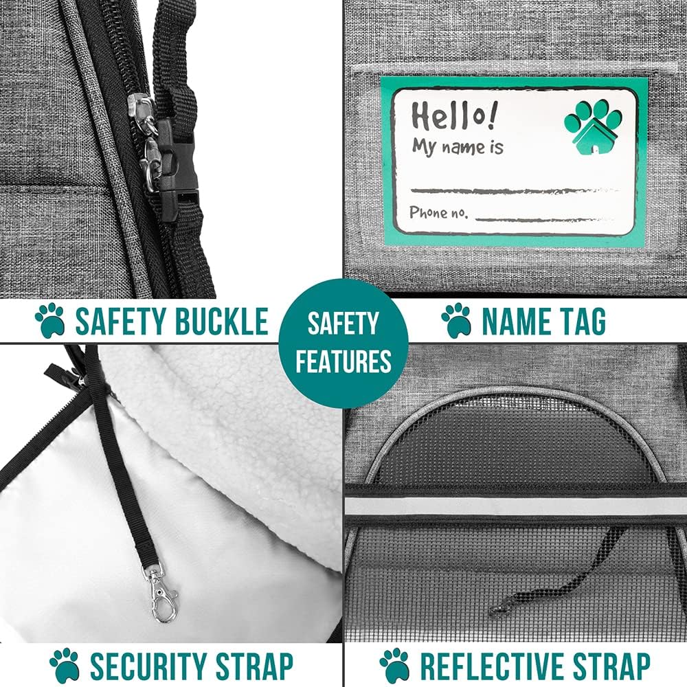 PetAmi Airline Approved Pet Carrier for Cat, Soft Sided Dog Carrier for Small Dog, Cat Travel Supplies Accessories Indoor Cat, Ventilated Pet Carrying Bag Medium Large Kitten Puppy, Large Heather Gray