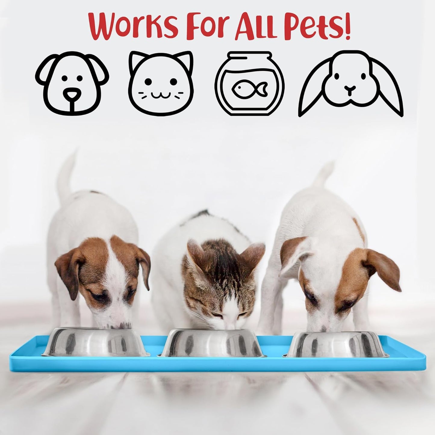 DogBuddy Dog Food Mat – Waterproof Dog Bowl Mat for Food and Water, Silicone Pet Feeding Mats for Floors, Non-Slip Placemat with High Edges for Dogs Bowls, Puppy Essentials (Small: 19"x12", Maya)