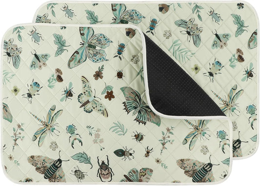 IEUUMLER Washable Pee Pads for Dogs, 2 Pack Insect Pattern Reusable Waterproof Puppy Potty Pads, Non-Slip Absorbent Pet Training Pads for Playpen Crate Bed EU014