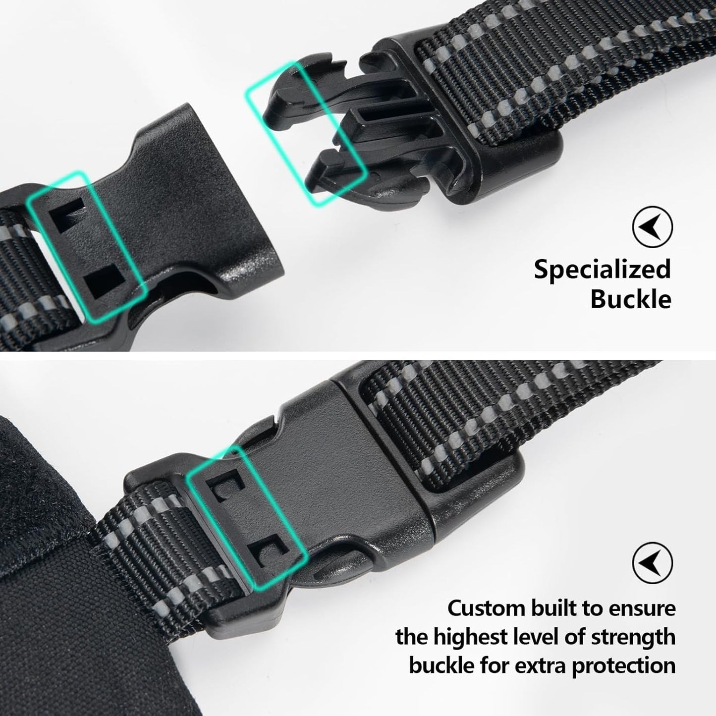 PHOEPET 2019 Upgraded No Pull Dog Harness, Reflective Adjustable Vest, with a Training Handle + 2 Metal Leash Hooks+ 3 Snap Buckles +4 Slide Buckles(M, Black)