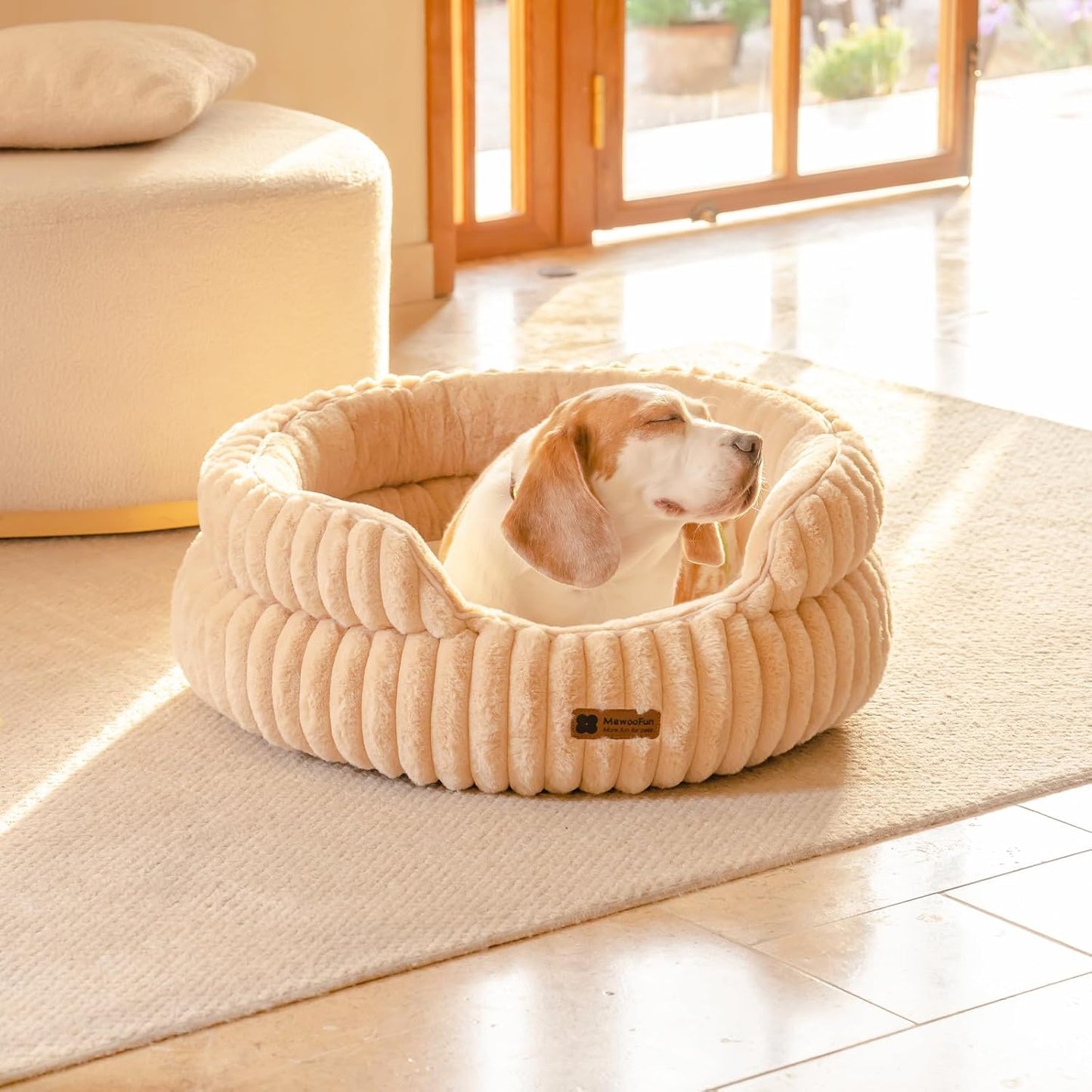 MEWOOFUN Dog Bed for Medium Dogs, Washable Large Cat Beds for Indoor Cats, Donut Pet Bed for Dogs and Cats with Anti-Slip Bottom (Camel, 27"x27"x10")