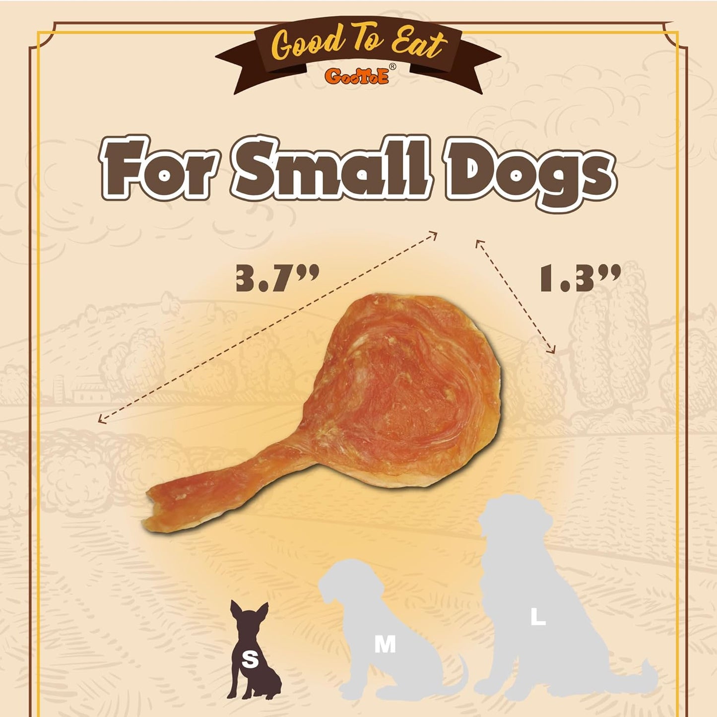 Gootoe Turkey Tendons for Dogs –All-Natural, Hypoallergenic Dog Treats, Rawhide Alternative, Long Lasting Puppy Chews, Healthy Dog Treats for Small Breeds, Lollipop (S), 5 Count Pack