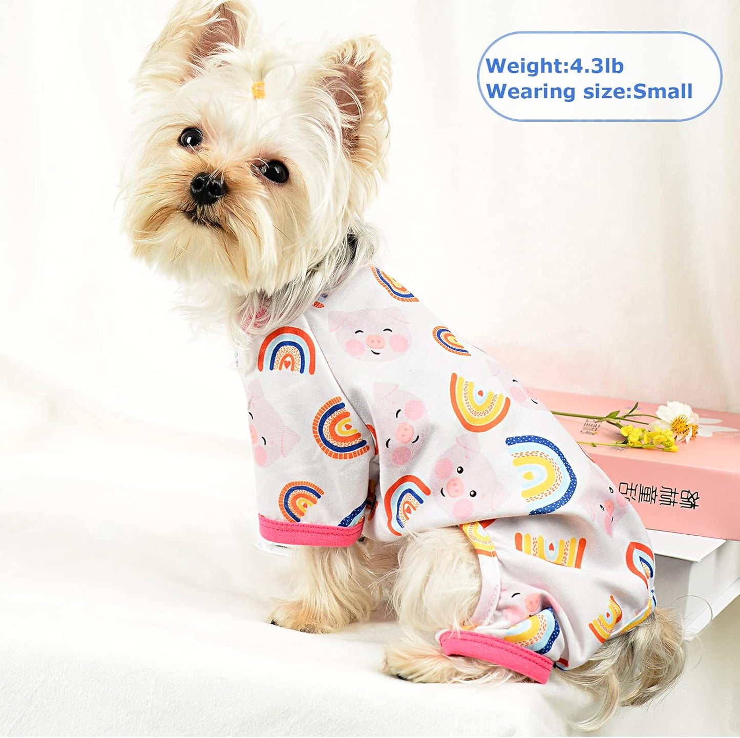 Dog Pajamas Pjs Summer Fall Dog Clothes for Small Dogs Girl - Boy - Medium Size Dogs, Soft Stretchy Puppy Clothes Doggie Onesies Cat Pet Jammies Outfit (Pig Pink, X-Small)
