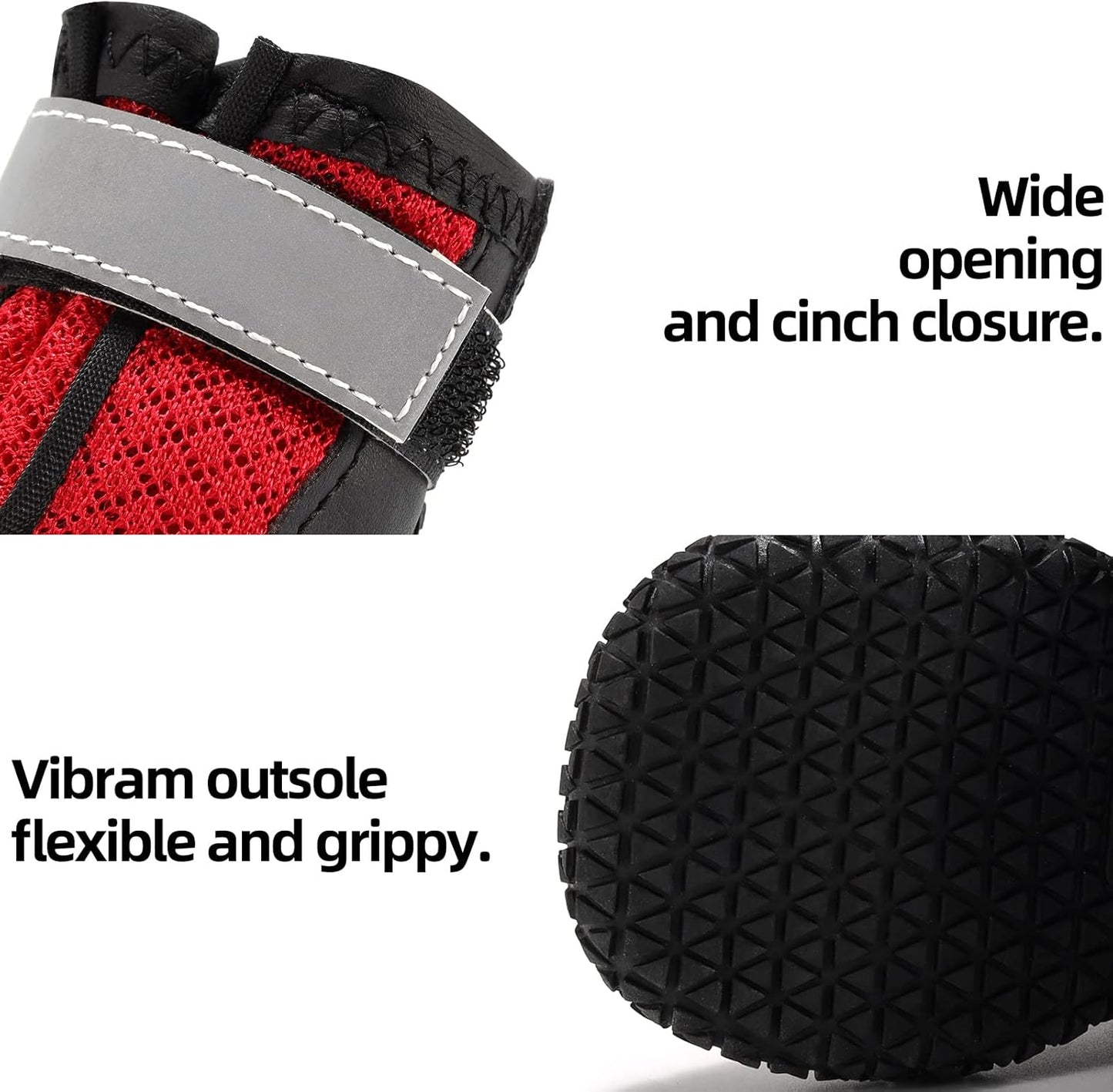 Hcpet Dog Boots for Large Dogs, Dog Shoes for Hot Pavement Winter Snow, Paw Protector Dog Booties Designed for Comfort and Breathability, Outdoor Booties for Small Medium Dogs for Hiking Red Size 6