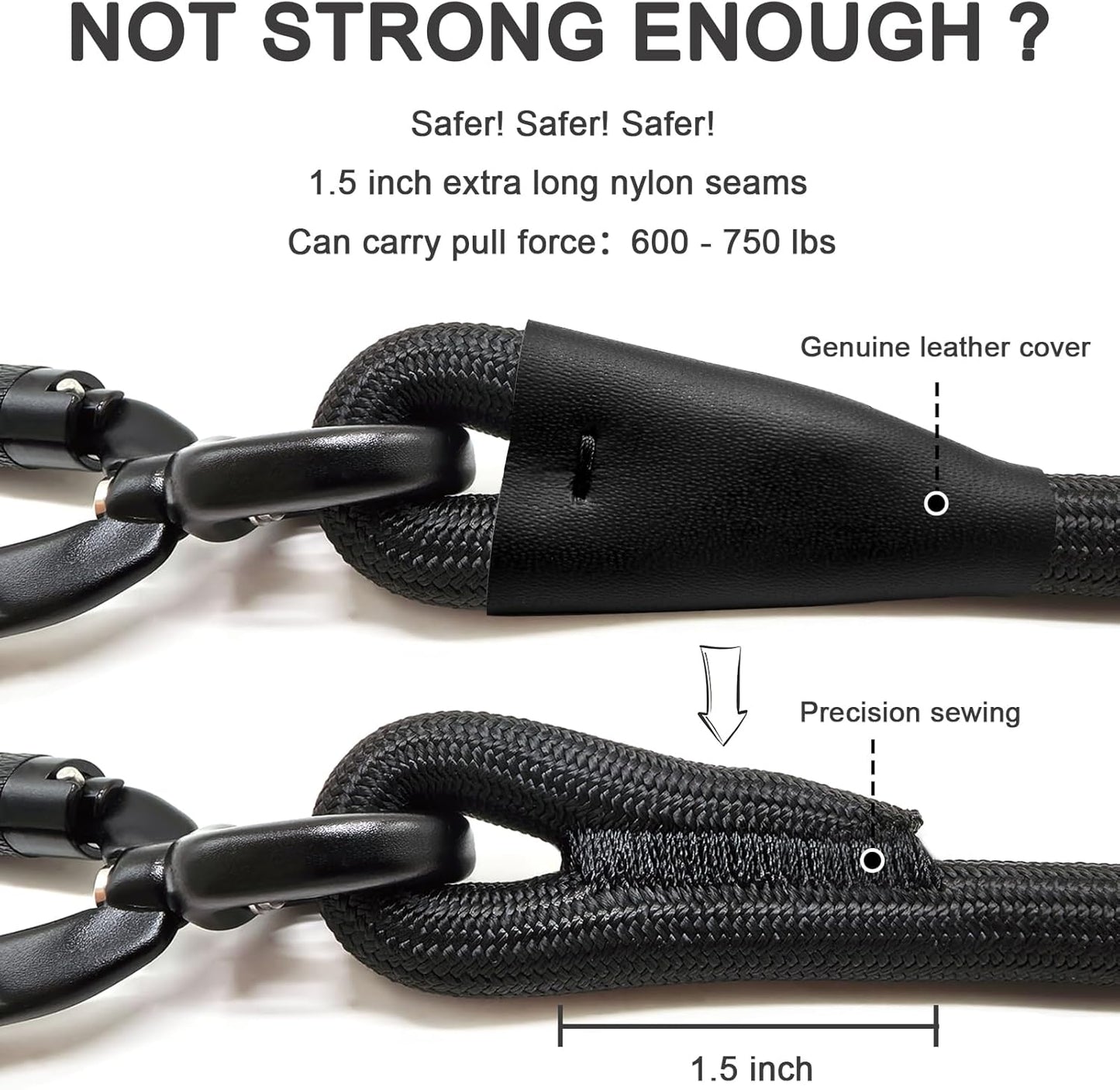 Rope Dog Leash with Two Handles, 6 Foot Heavy Duty Dog Leash with Aviation Aluminum Auto Locking Carabiner, Strong Nylon Pet Lead for Small, Medium, Large Dogs (Brown, 6FT-Two Handle)