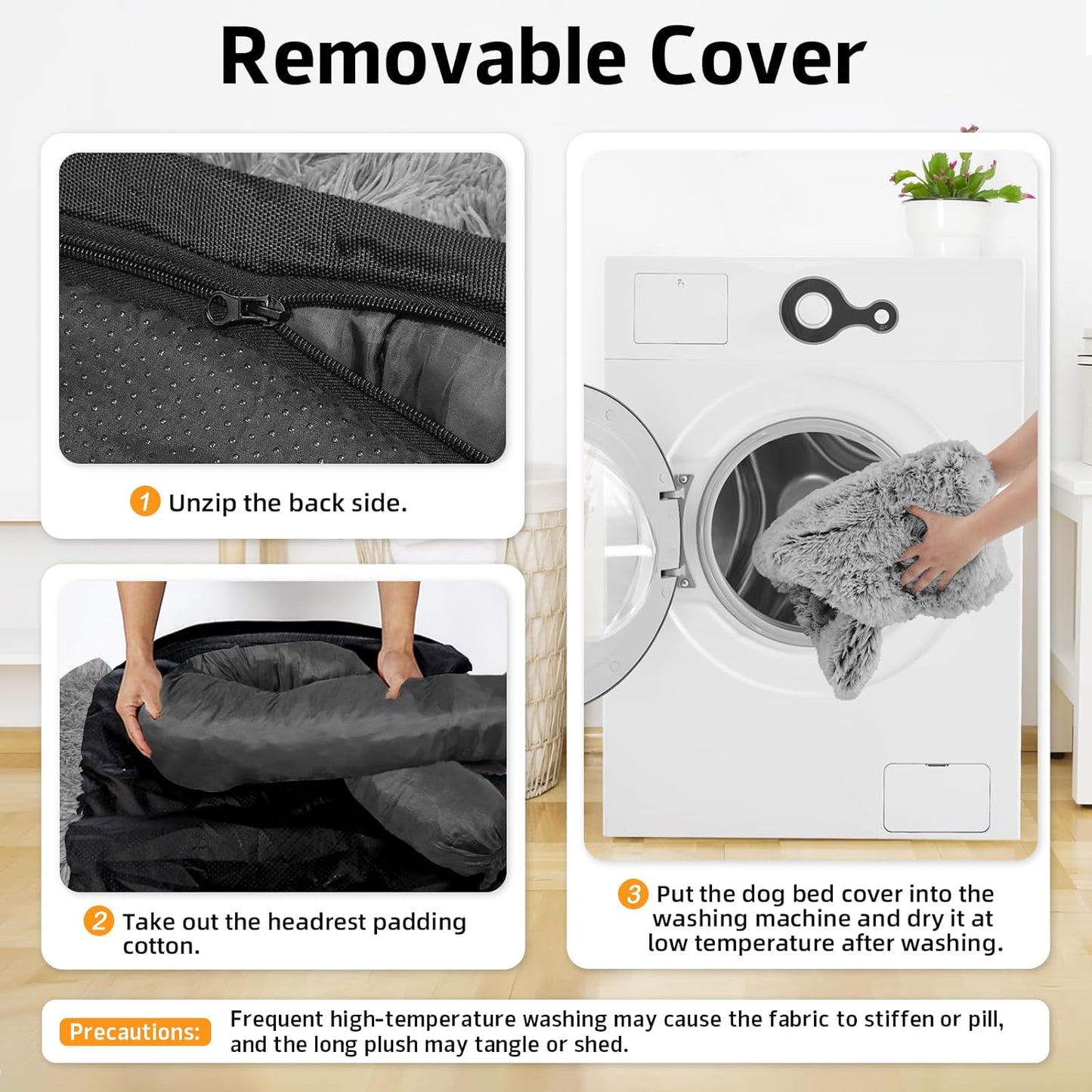 GGIB Calming Dog Bed Fluffy Plush Dog Mat for Furniture Protector with Removable Washable Cover for Large Medium Small Dogs and Cats (Medium, Grey)