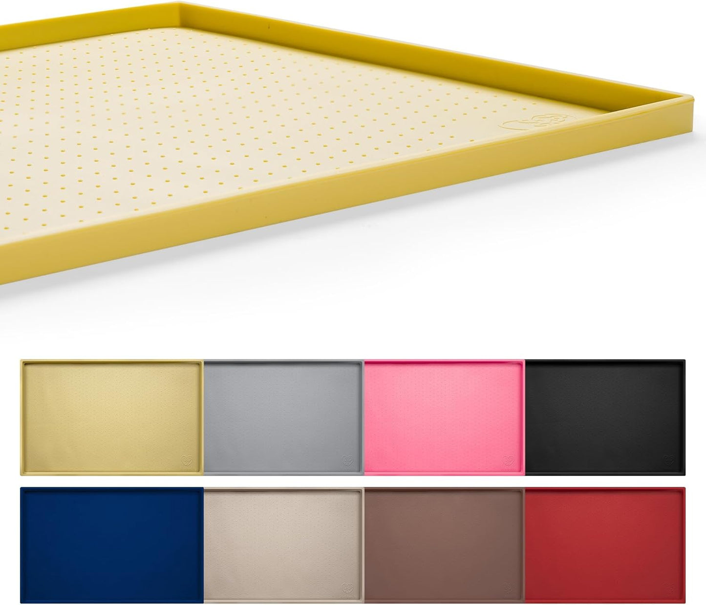 Hubulk Dog Feeding Mat,100% Waterproof Food Grade Silicone Pet Food and Water Bowl Placemat,Dishwasher, High Raised Edge to Prevent Spills,Nonslip Tray to Stop Messes on Floor (24"x16"x0.5", Yellow)