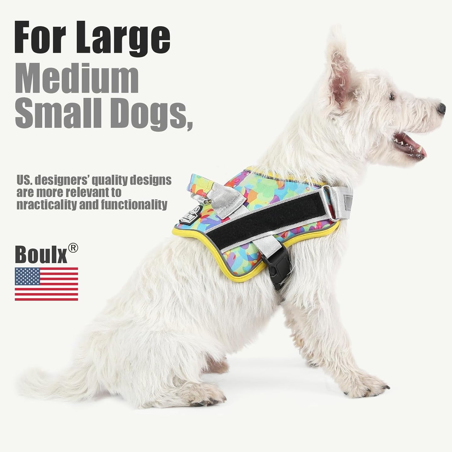 Bolux Dog Harness, No-Pull Reflective Dog Vest, Breathable Adjustable Pet Harness with Handle for Outdoor Walking - No More Pulling, Tugging or Choking (Small (Pack of 1), Watercolour)