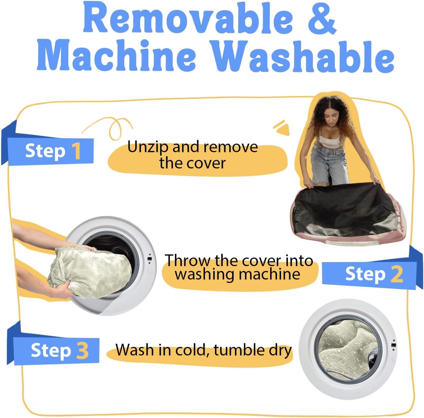 Orthopedic Washable Large Dog Bed - Dog Beds Large Sized Dogs with Removable Cover Waterproof Orthopedic Pet Bed XL Dogs Beds with Bolster