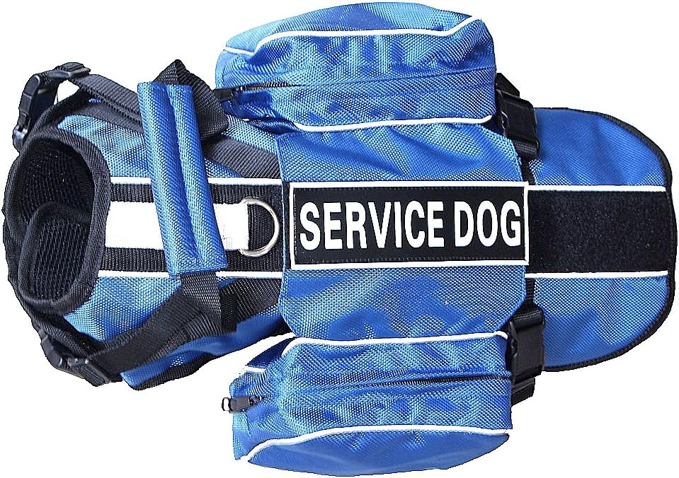 Serijoars Dog Vest Harnesses with Saddlebag Backpack for Camping & Travel - Reflective Hound Hiking Backpack Saddle Bag - Lightweight Vest Harness for Medium & Large Dogs (Blue, S)