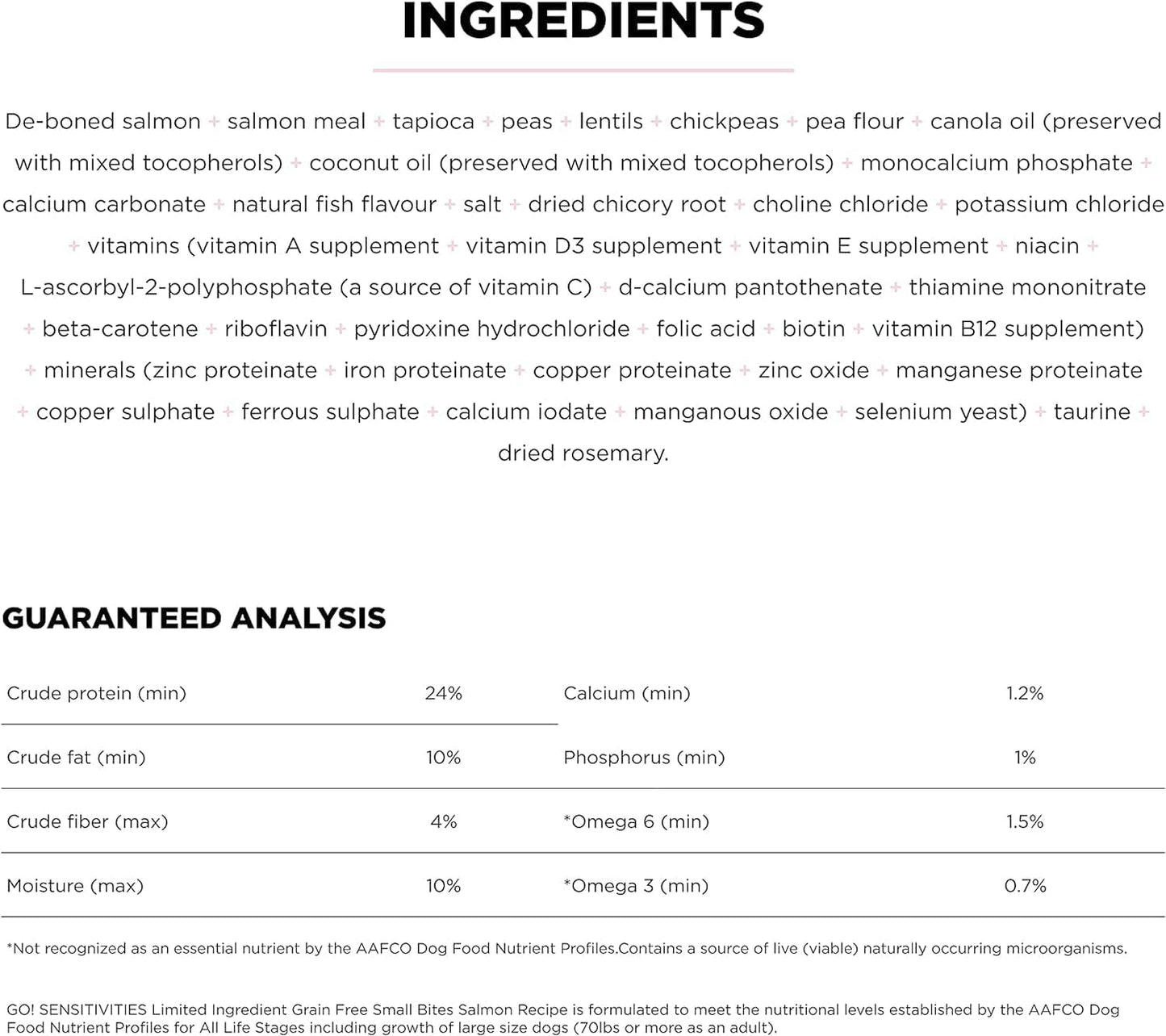Go! Solutions Sensitivities Limited Ingredients, Grain-Free Dry Dog Food, Small Bites Salmon Recipe for Sensitive Stomach, 3.5 lb Bag