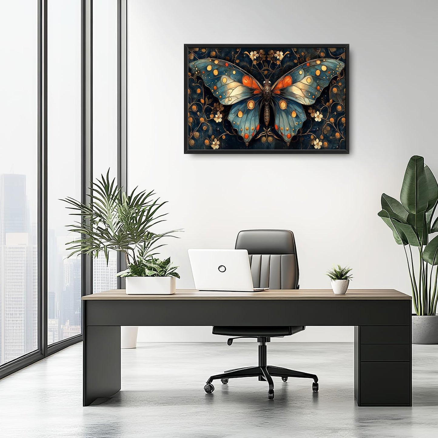 Large Butterfly Wall Art for Living Room, Butterfly Canvas Oversized Wall Decor, Floral Aesthetics Framed Pictures Painting Print Artwork for Bedroom Office 36L" x 24W"