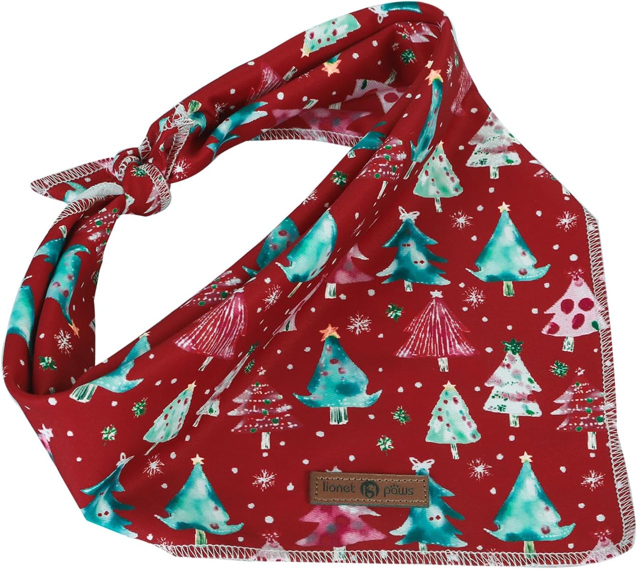 lionet paws Christmas Dog Bandana,Christmas Tree Fabric Dogs Kerchief for Small Medium Dogs,Dog Cotton Red Triangle Bibs Scarf for Girl Boy