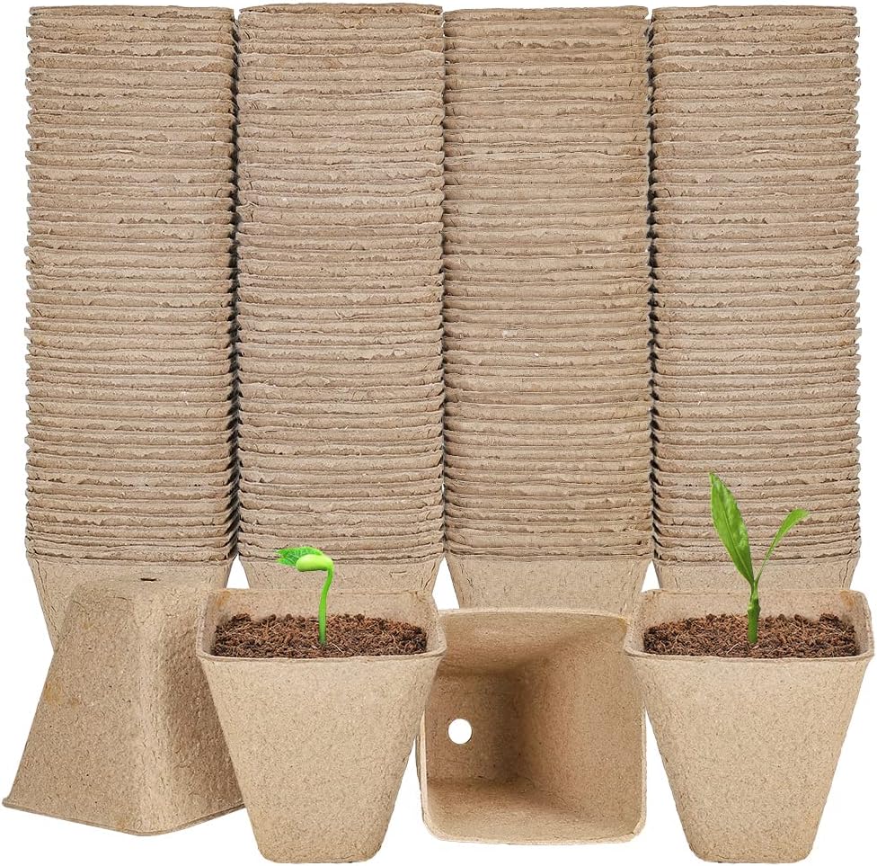 126 Packs Square Peat Pots, 3.15 Inch Seed Starting Pots with Drainage Holes Square Nursery Pot,Biodegradable Eco-Friendly Round Plant Seed Starter Peat Germination Seedling Trays