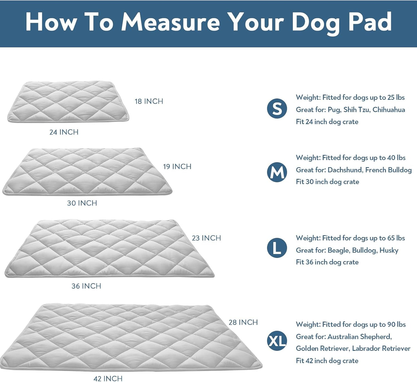 Magik & Kover Dog Crate Pad 2 Pack, Soft Dog Crate Mat with Anti-Slip Bottom, Machine Washable Kennel Pad, Fits 24 Inch, Grey