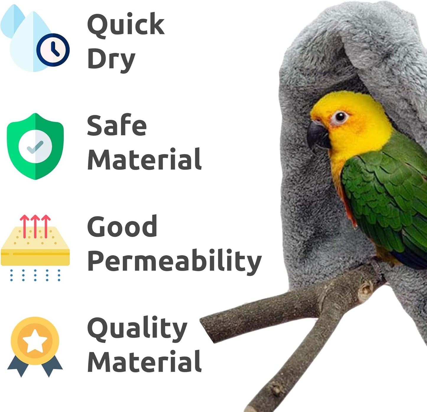 SIMENA Bird Blanket for Cage, Corner Fleece Bed for Birds, Cozy Bird Warmer, Parrot House for Cage, Cuddle Nest Hanging Toy for Lovebirds Parakeet (Small)