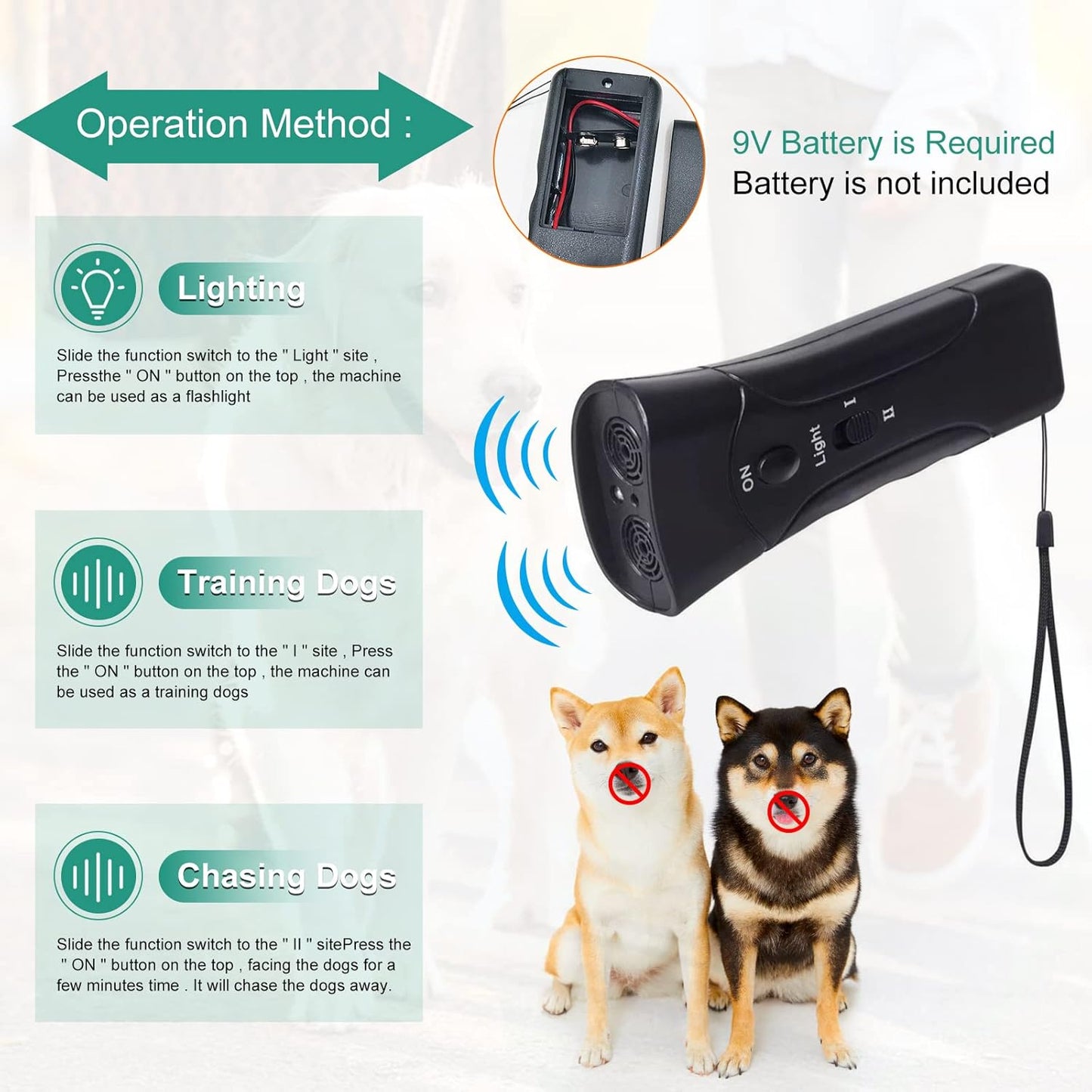 Dog Barking Control Devices,Anti Barking Device,Ultrasonic Dog Barking Control Devices & Training Tool,3 in 1 Bark Control Tool,Correct Poor Behavior, Indoor &Outdoor