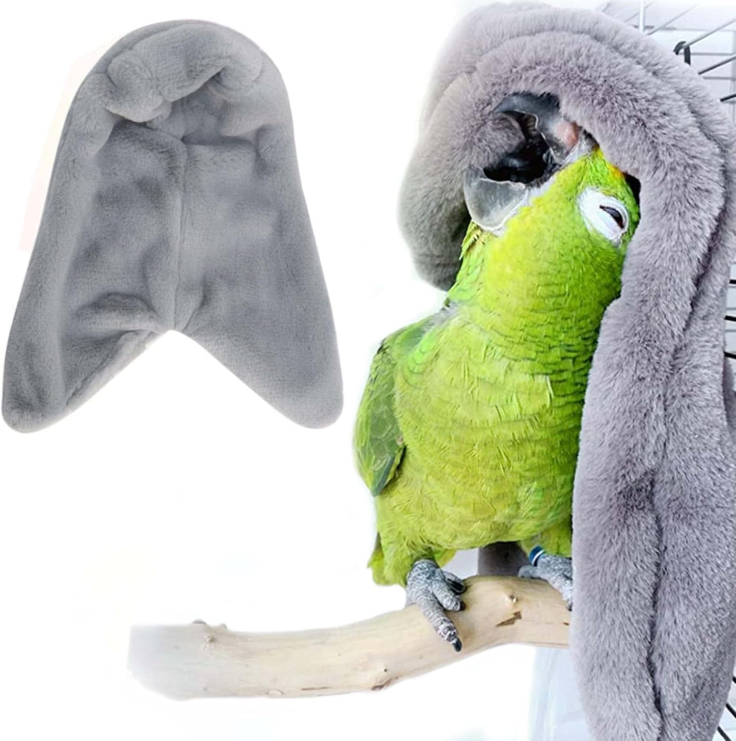 SIMENA Bird Blanket for Cage, Corner Fleece Bed for Birds, Cozy Bird Warmer, Parrot House for Cage, Cuddle Nest Hanging Toy for Lovebirds Parakeet (Small)
