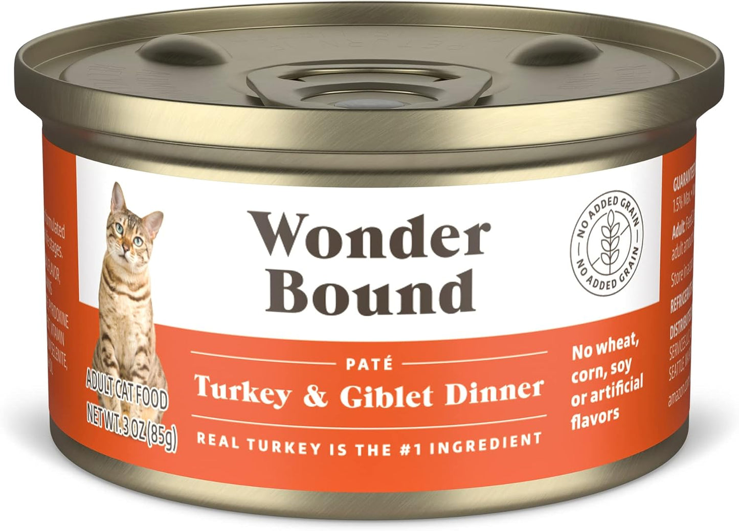 Amazon Brand - Wonder Bound Canned Wet Cat Food (Turkey & Giblet Dinner Paté), No Artificial Flavors, Adult Recipe, 3 Ounce (Pack of 24)