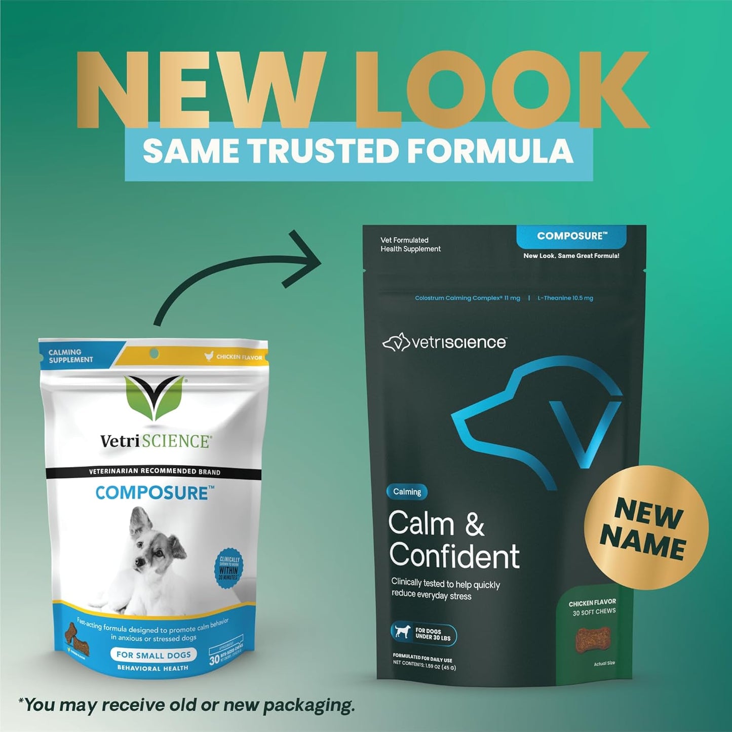 VETRISCIENCE Composure Calming Treats for Small Dogs and Puppies Anxiety, Separation Stress, Thunder and Barking - Yummy Chews Pets Love, 30 Chews