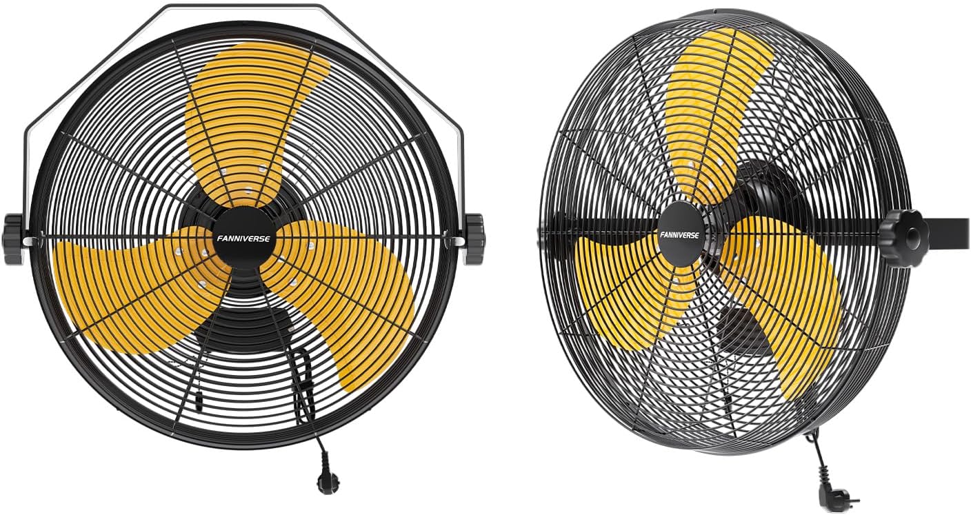 2PCS 18 Inch Wall Fan Pro Series - 4900 CFM 3 Speed High Velocity Industrial Wall Mount Fans for Commercial, Residential, Warehouse, Covered Patio, Shop, Garage, Barn, Gazebo UL Safety Listed