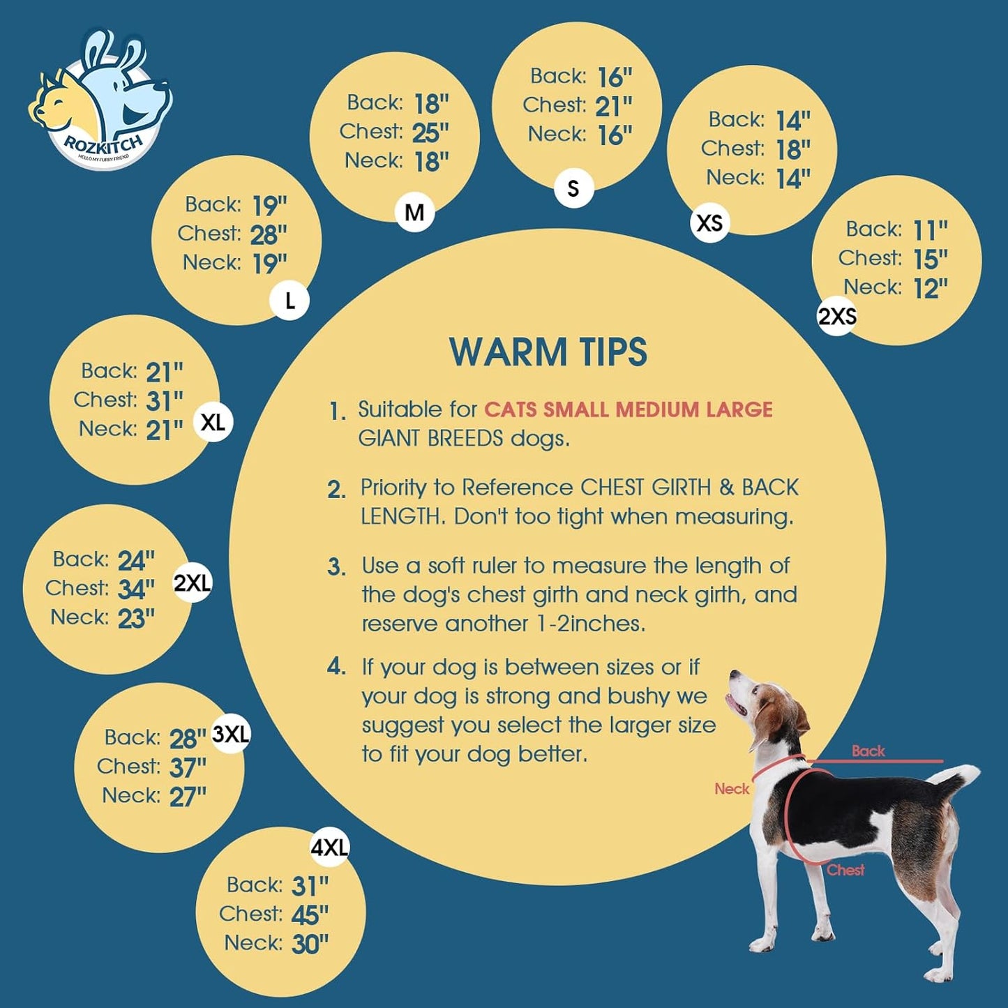 ROZKITCH Doberman Sweater for Dogs, Pet Windproof Warm Cold Weather Jacket Vest Cozy Jumpsuit Apparel Outfit Clothes for Small Medium Large Dog Walking Sleep 2XL