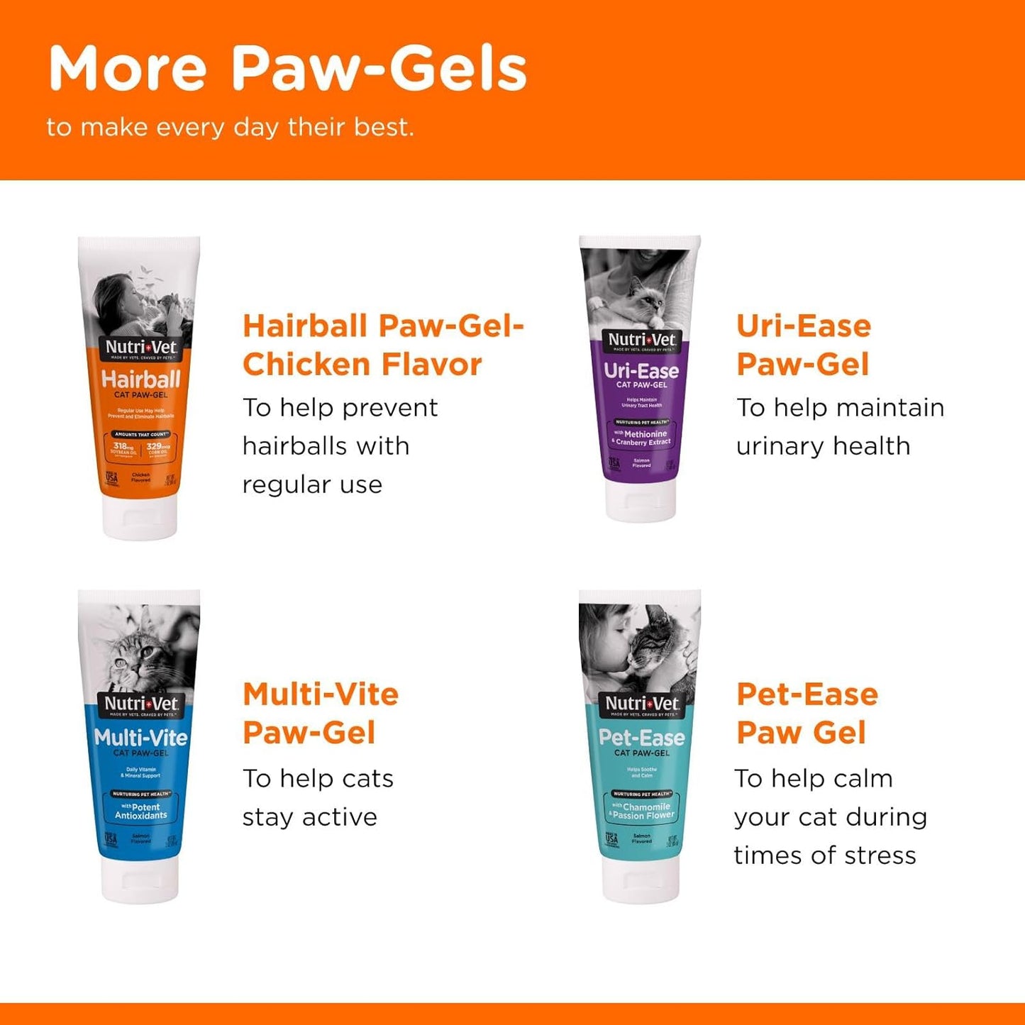 Nutri-Vet Hairball Paw Gel, Cat Hairball Remedy, Kitten Supplies, Hair Ball Relief for Cats, Fur Ball Remedy, Soybean & Coconut Oil, Salmon Flavor, 3 oz