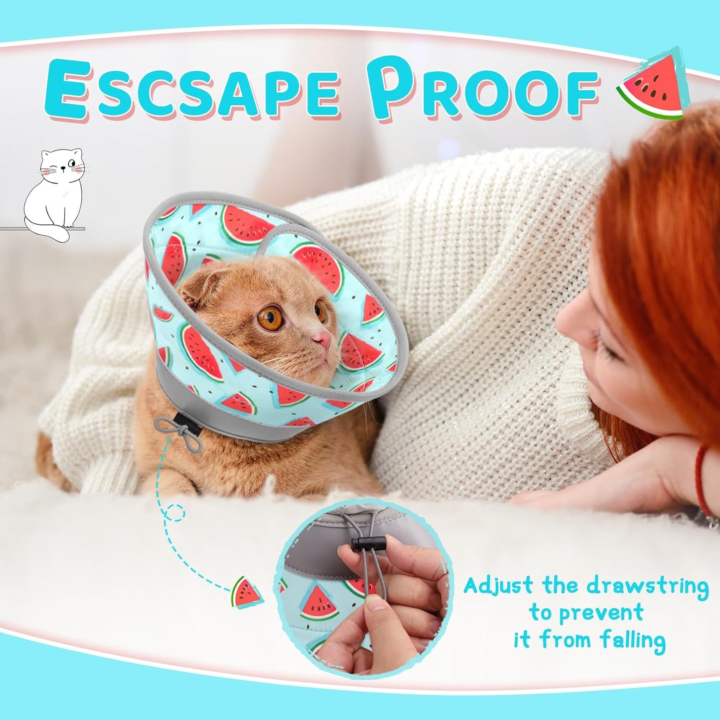 Cat Cone Collar Soft to Stop Licking, Adjustable, Foldable Lightweight Kitten Cones After Surgery Recovery for Cats & Kittens, Cat Cone Alternative (Blue, S)