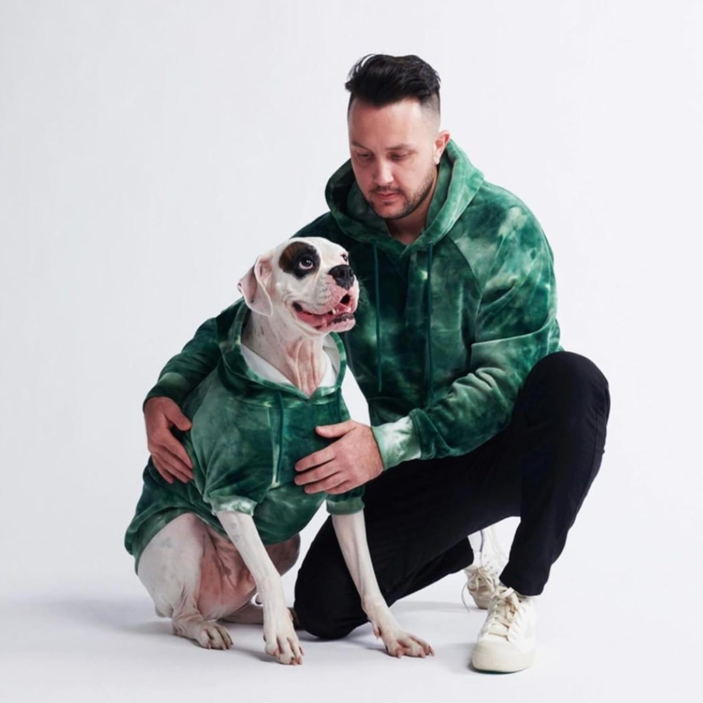 Spark Paws Dog Hoodie – Premium Dog Sweater for Small, Medium, and Large Dogs | Warm Outfits for French Bulldogs, Pitbull, Puppy, Winter Jacket Alternative - Green Skydye, XL