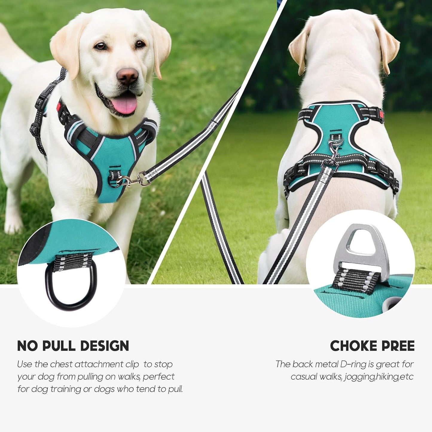 Timos Dog Harness,NO Need Go Over Dogs Head 3 Snap Buckles Pet Harness with 2 Leash Clips,Adjustable Soft Padded No-Pull,Reflective No-ChokeOxford Vest for Small Medium Large Dogs,X-Large (Pack of 1)