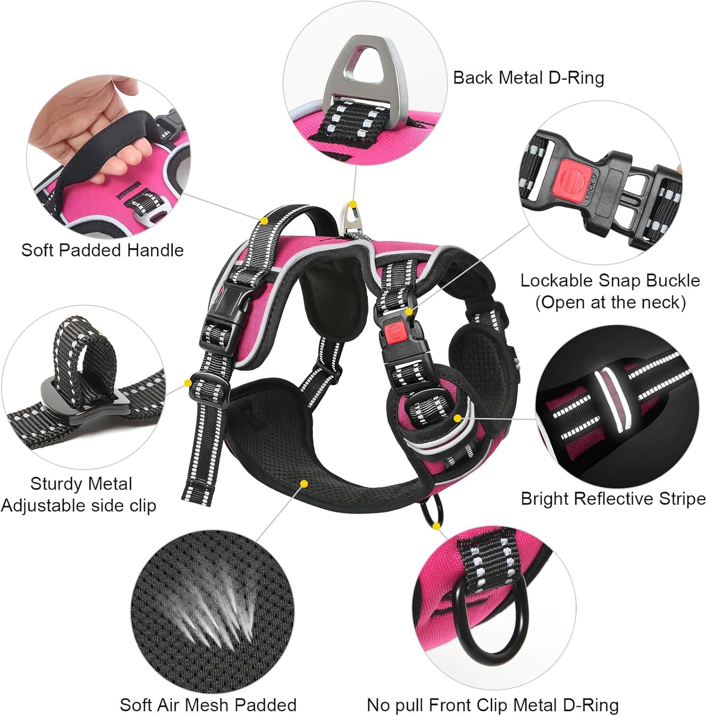 Timos No Pull Dog Harness, No Choke Front Lead Dog Reflective Harness, Adjustable Soft Padded Pet Vest with Easy Control Handle for Small Medium Large Dogs, X-Large (Pack of 1)