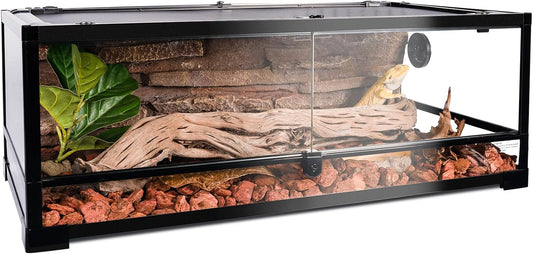 Tempered Glass Reptile Tank, 36" x 18"x 12" Front Opening Terrarium with Top Screen Ventilation & Water-Holding Bottom, 35 Gallon Reptile Enclosure for Bearded Dragon, Snake, Leopard Gecko