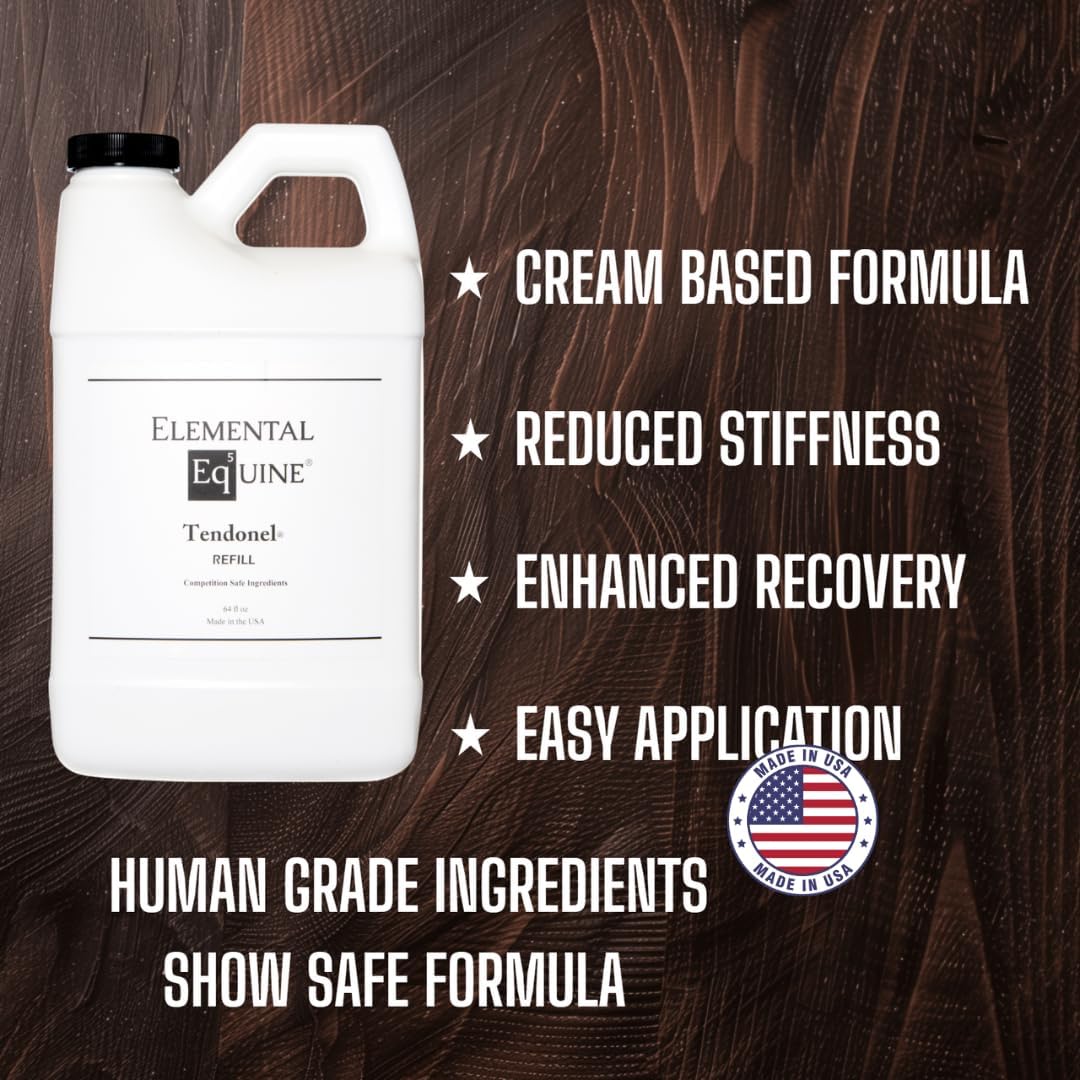 Elemental Equine Tendonel 64oz Liniment Rub for Horses - Soothe and Relax Tired Muscles While Providing Relief and Reduced Stiffness