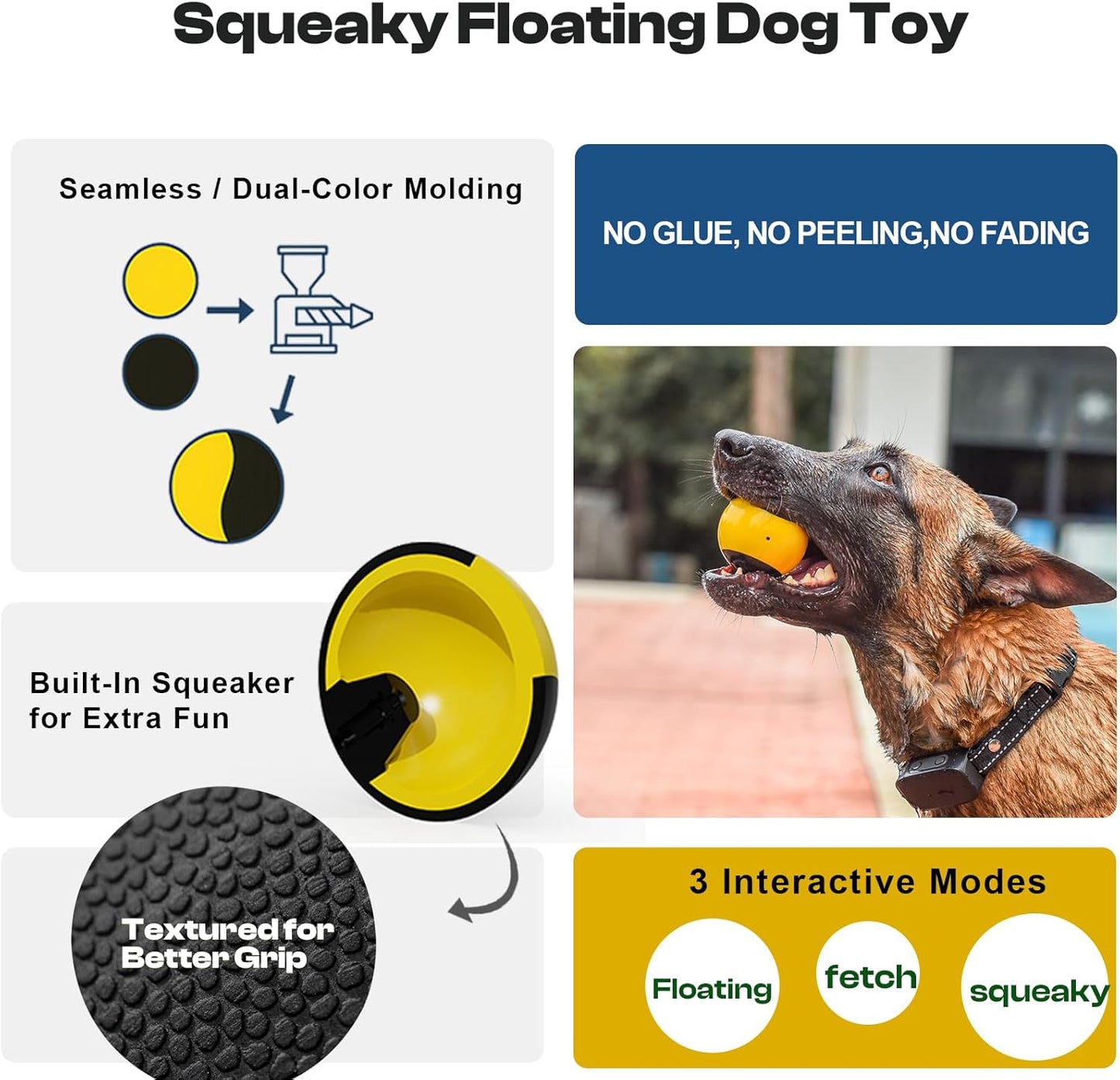 Squeaky Floating Dog Toy – Interactive Water Ball for Fetch & Pool Play, Durable Cognitive Ball for Smart Dogs,Ideal for Medium & Large Dogs