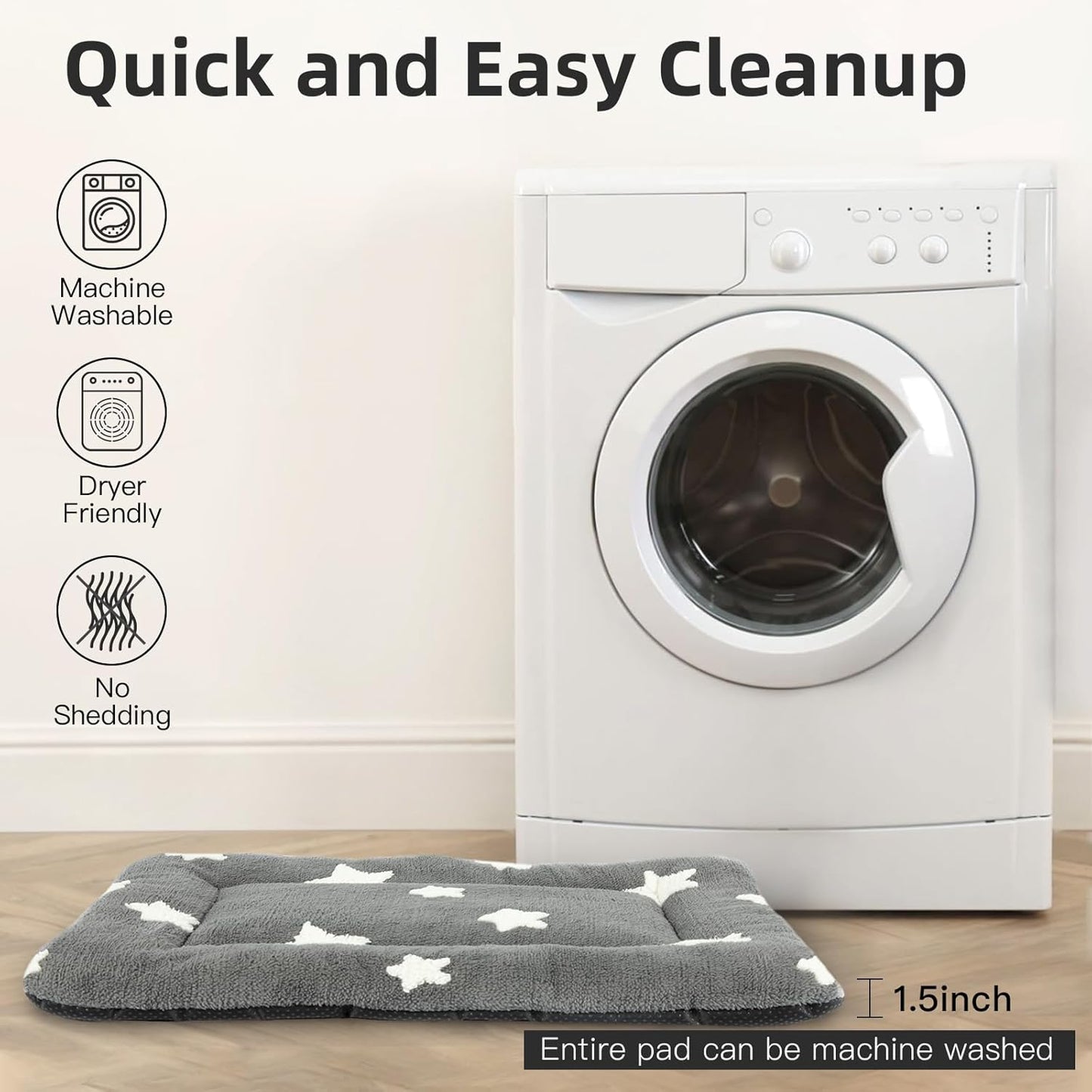 Mora Pets Dog Crate Pad Kennel Bed Crate Mat for Small Dogs Washable Cute Star Pet Bed for Dog Cage Ultra Soft Flat Puppy Cat Kitten Pillow Cushion for Sleeping Anti-Slip Grey 24 x 18