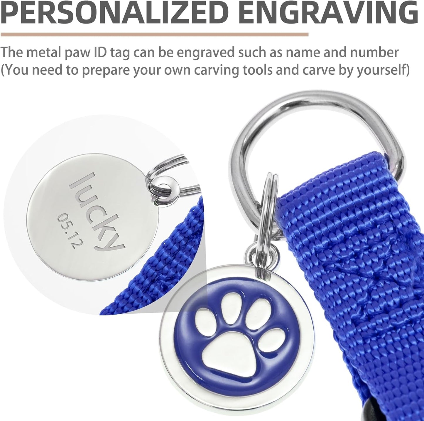 PUPTECK No Pull Dog Harness Soft Adjustable Basic Nylon Step in Puppy Vest Outdoor Walking with ID Tag and A-ir Tag Case, Navy Blue, L