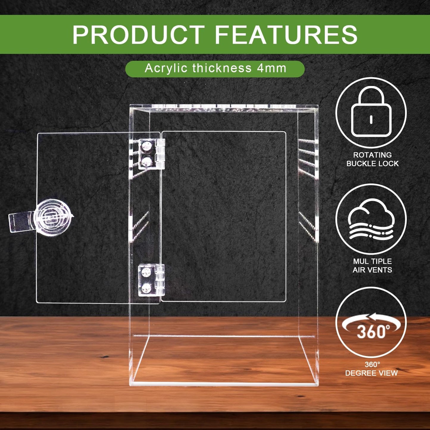 Spider Terrarium Kit, Jumping Spider Enclosure with Hideout, Rope Bridge, Ledge Ladder, Micro Habitat Terrarium for Small Tree Dwelling Reptiles, Arboreal Tarantula Enclosure (6x6x9 Inches)