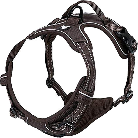 TRUE LOVE Adjustable No-Pull Dog Harness Reflective Pup Vest Harnesses Comfortable Control Brilliant Colors Truelove TLH5651(Brown,L)