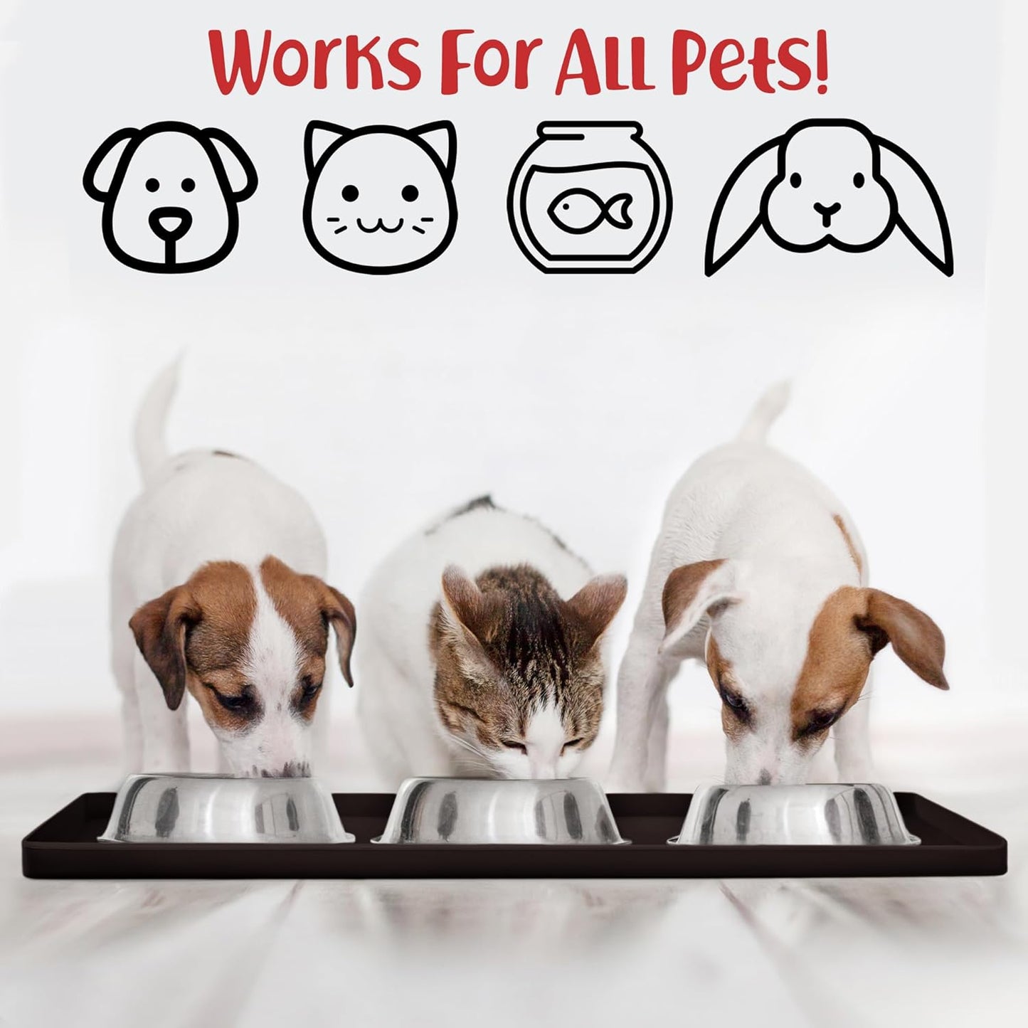 DogBuddy Dog Food Mat – Waterproof Dog Bowl Mat for Food and Water, Silicone Pet Feeding Mats for Floors, Non-Slip Placemat with High Edges for Dogs Bowls, Puppy Essentials (S: 19" x 12", Coffee)