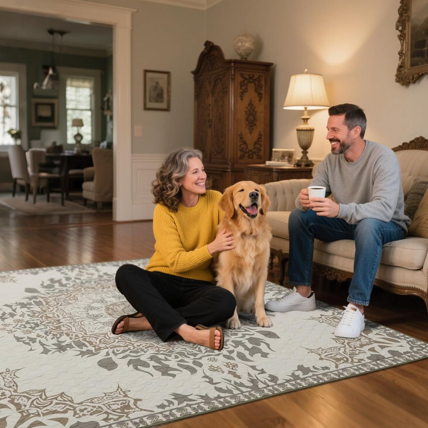 FXW Washable Pee Pads for Dogs, Puppy Pads with Super Absorbent, Specifically Designed for FXW Rollick/Homeplus 24 inch 6 Panels Dog Pen, 63" × 39" Rectangle, Boho, 1 Pack