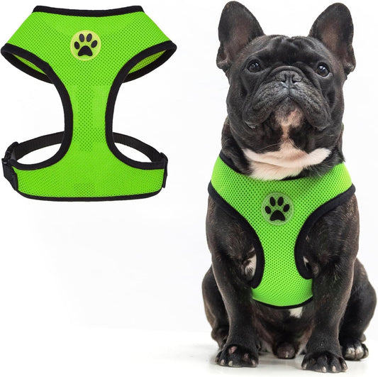 BINGPET No Pull Dog Harness,Soft Mesh Breathable All Weather Vest Harness,Safety Protection Design Durable Adjustable Step-in Easy Walk Dog Harness for Small Medium Large Dogs(Green,L)