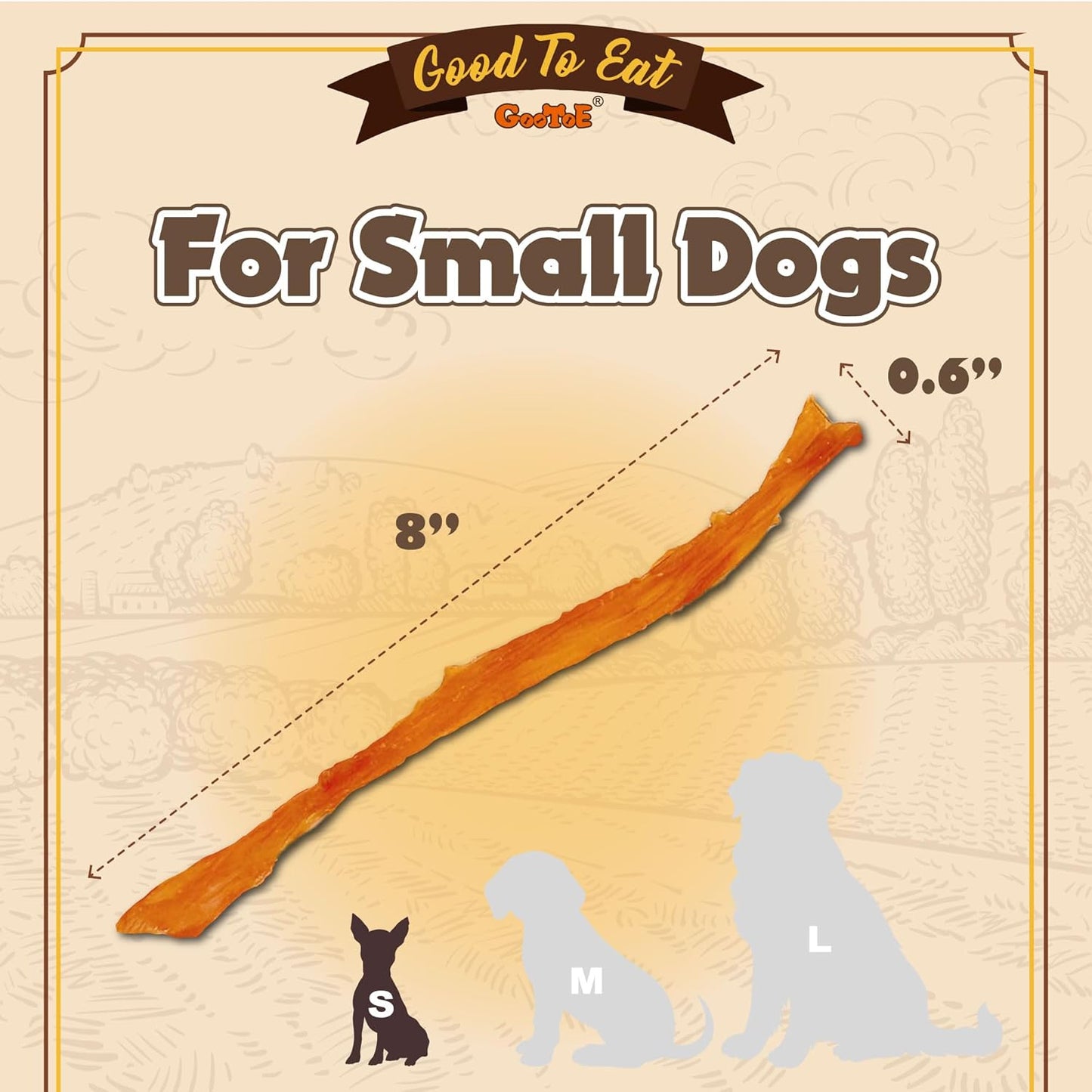 Gootoe Turkey Tendons for Dogs – All-Natural, Hypoallergenic Dog Treats, Rawhide Alternative, Long Lasting Puppy Chews, Healthy Dog Treats for Small Breeds, Strips, 3 oz Pack