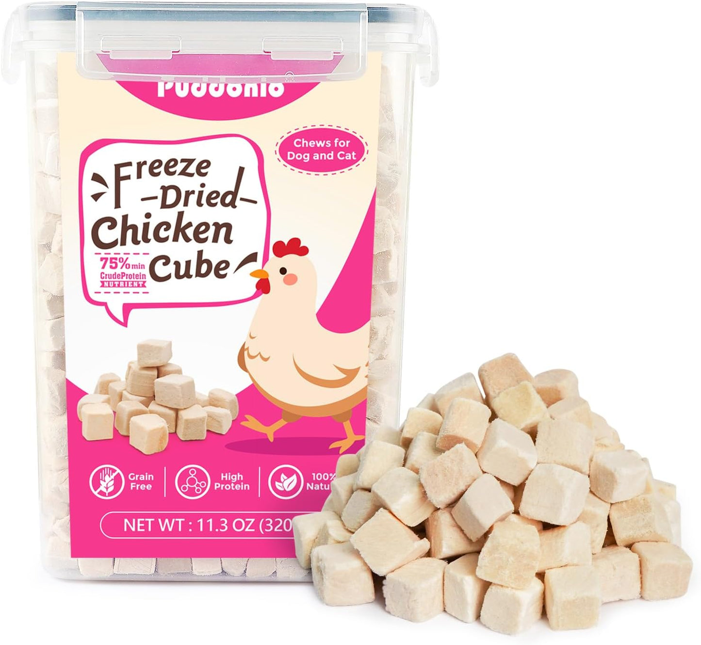 Freeze Dried Cats & Dogs Raw Treats, All Natural Single Ingredient Chicken Breast, High Protein Healthy Pet Training Treats or Food Topper, 11.3 oz