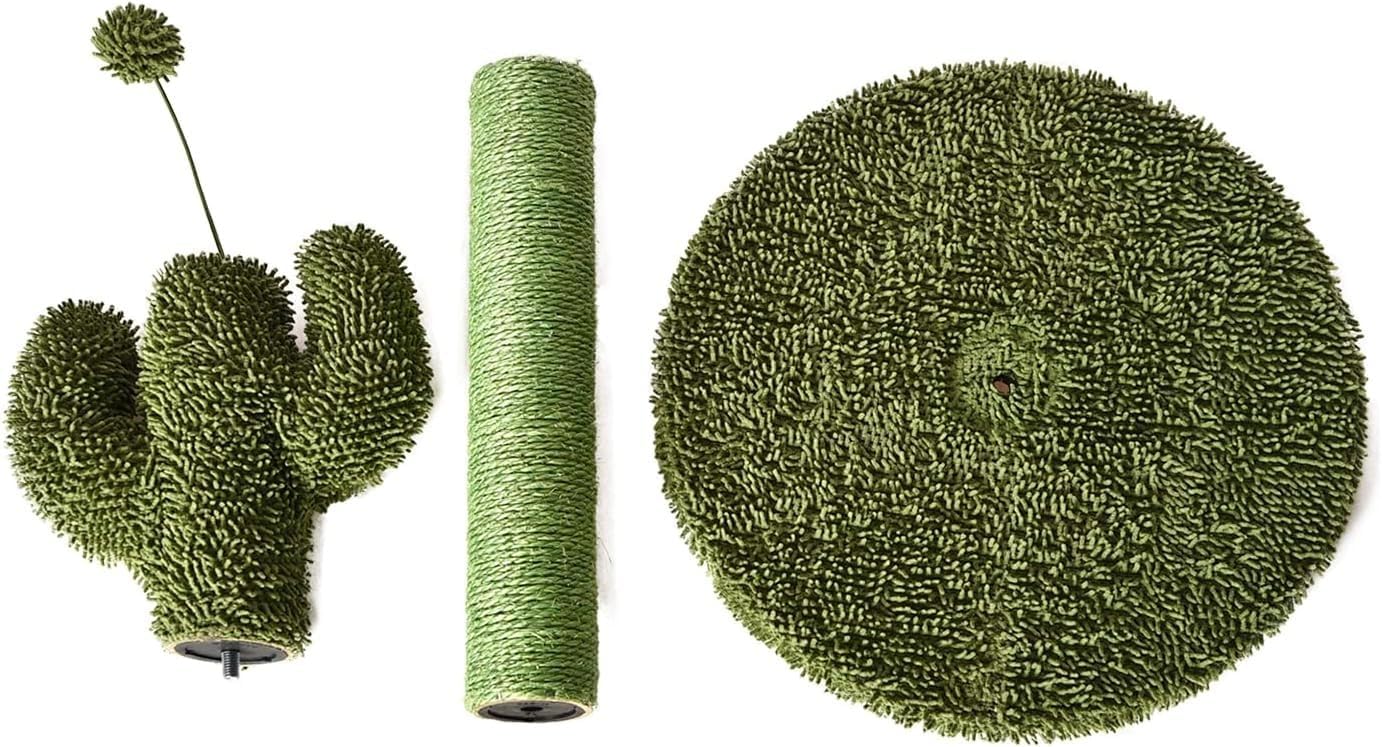 Amazon Basics Cat Scratcher - Indoor Cactus Single Cat & Kittens Scratching Post with Dangling Ball, Medium (25.6"H) - Green
