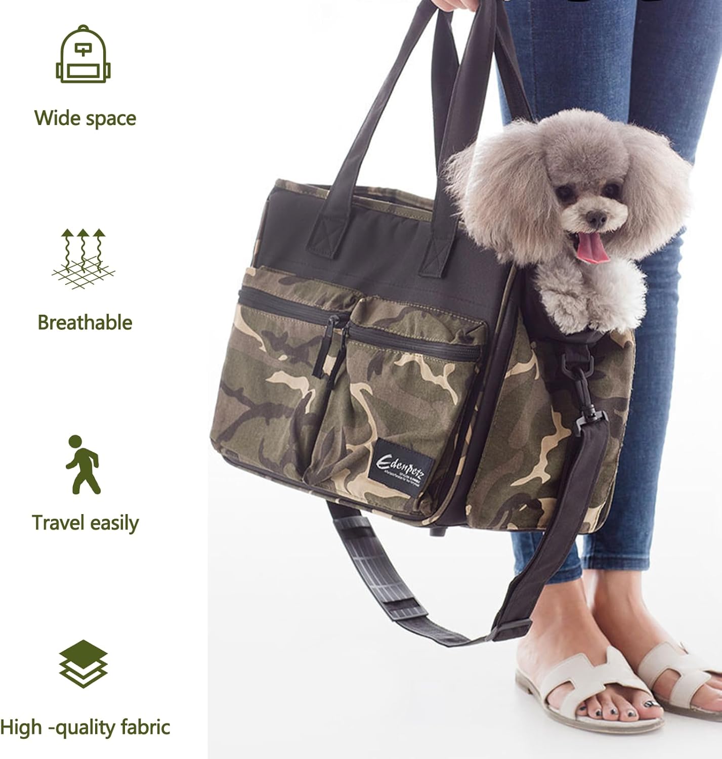 Cat Carrier Bag, Foldable Pet Bag Airline Approved, Pet Travel Carrier for Medium Cats Small Cats Dogs, Sturdy Transport Carriers Long Trips(Green)