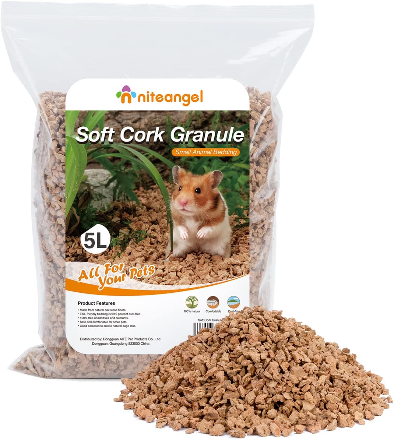 Niteangel Natural Coco/Cork Hamster Bedding Pet Litter for Dwarf Syrian Hamsters, Gerbils, mices, Degus or Other Small Animal