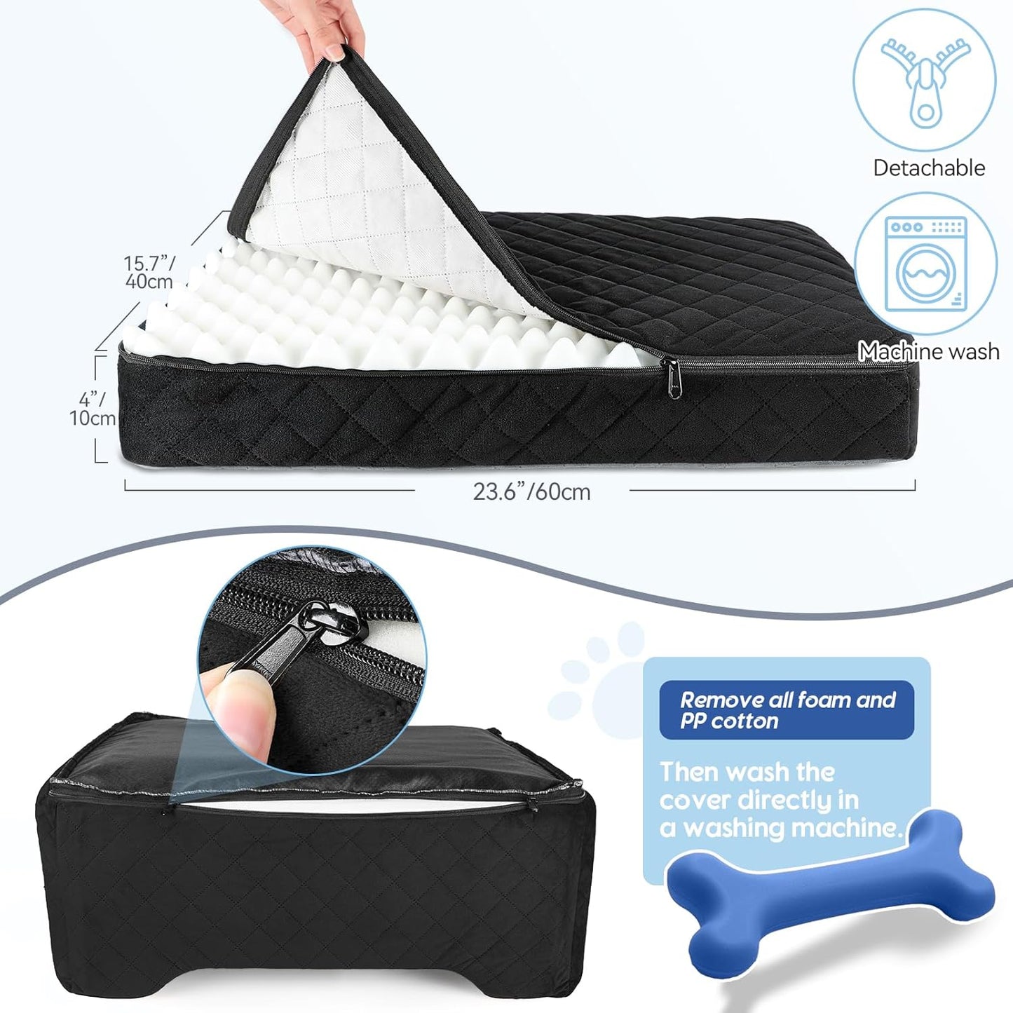 Dog Car Seat for Medium/Large Dogs,Dog Booster Seat for Dog Under 50lbs or 2 Small Dogs, Detachable and Washable Pet Car Seat,Multi-Functional Travel Dog Bed & Dog Sofa(Black)